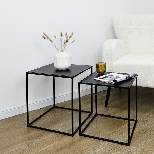 Fekete fém dohányzóasztal szett 2 db-os 38x38 cm Alrik – Yes Everyday-image-1