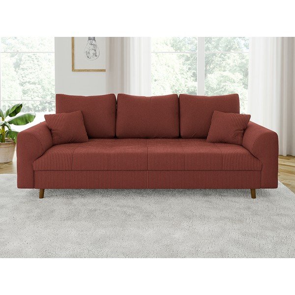 Téglavörös kordbársony kanapé 210 cm Ariella – Ropez-image-1