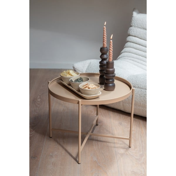 Bézs fém kerek dohányzóasztal ø 50 cm Meseta  – Leitmotiv-image-2