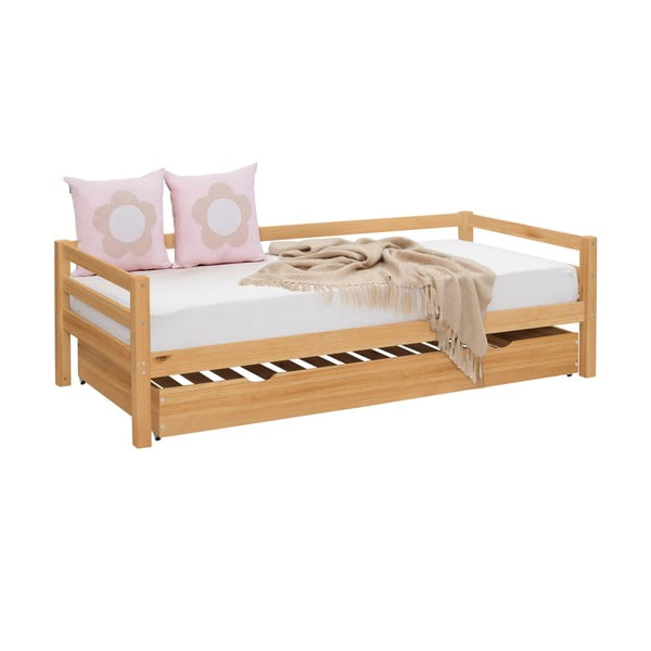 Natúr színű borovi fenyő gyerekágy kihúzható pótággyal 90x200 cm Alpi – Støraa-image-2