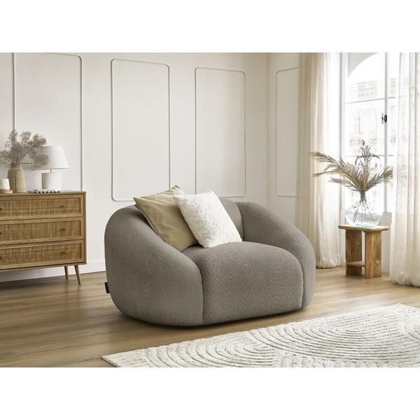 Szürkésbarna buklé fotel Tina – Bobochic Paris-image-1