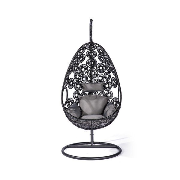 Palma fekete mesterséges rattan kerti fotel - Le Bonom-image-1