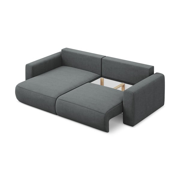 Sötétszürke kinyitható-tárolóhelyes sarokkanapé (bal oldali-heverő résszel) Kapua – Makamii-image-3