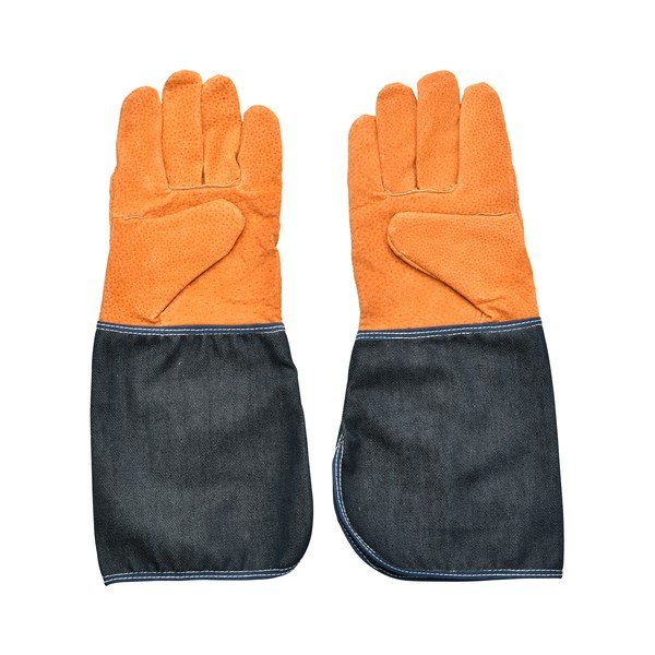 Denim kék-narancssárga kerti kesztyű csuklóvédővel - Esschert Design-image-2