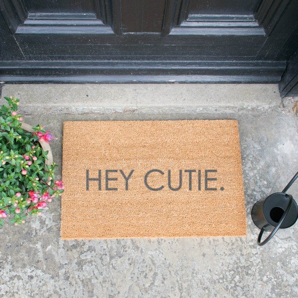 Hey Cutie szürke természetes kókusrost lábtörlő, 40 x 60 cm - Artsy Doormats-image-1