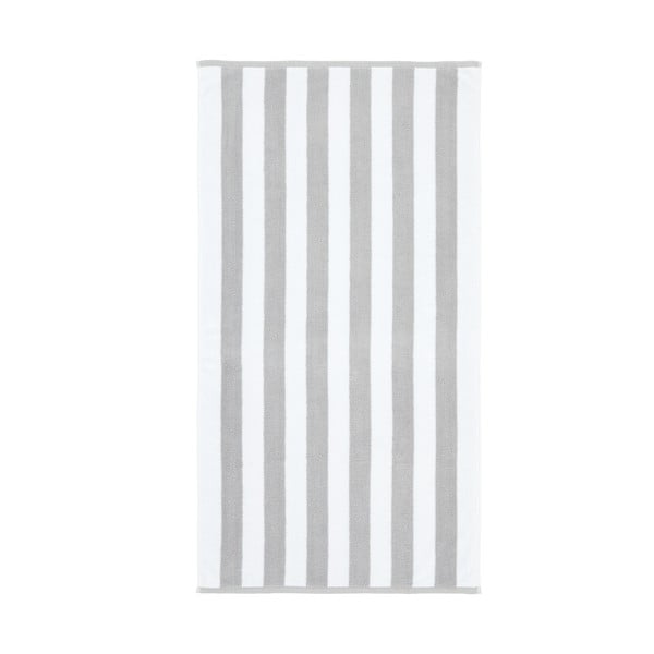 Fehér-szürke frottír pamut fürdőlepedő 70x120 cm Reversible Stripe – Bianca