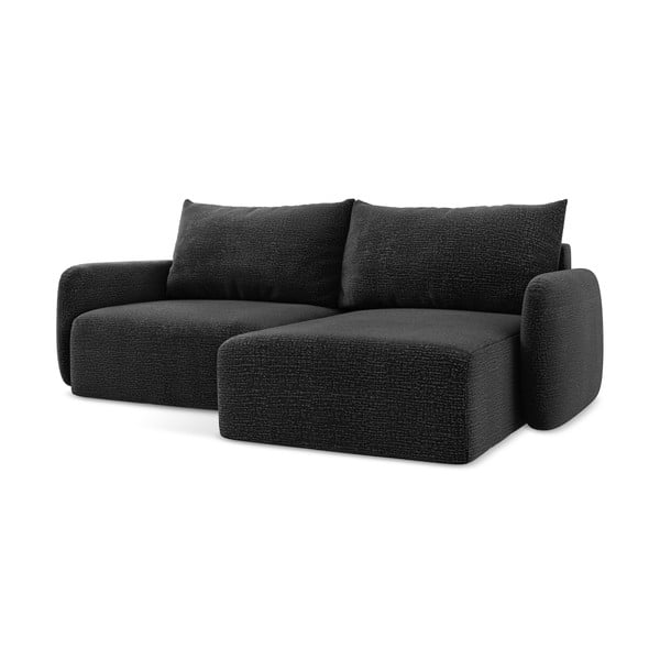 Fekete kinyitható-tárolóhelyes sarokkanapé (jobb oldali) Kalena – Makamii-image-2