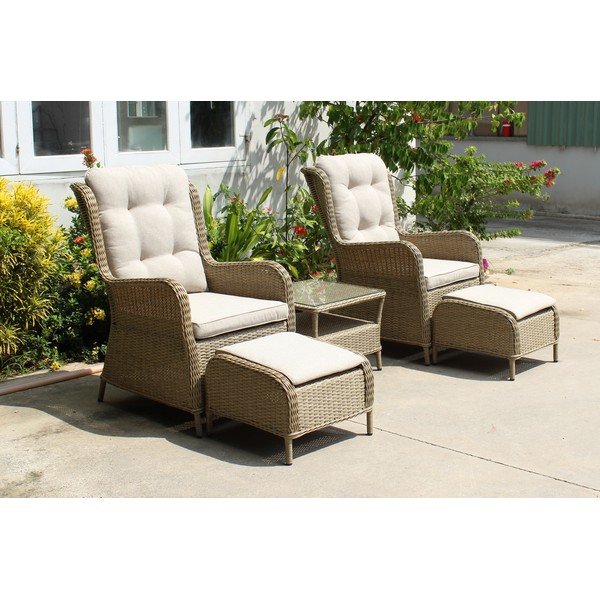 Világosbarna műrattan kétszemélyes kerti lounge szett Valencia – Garden Pleasure-image-2