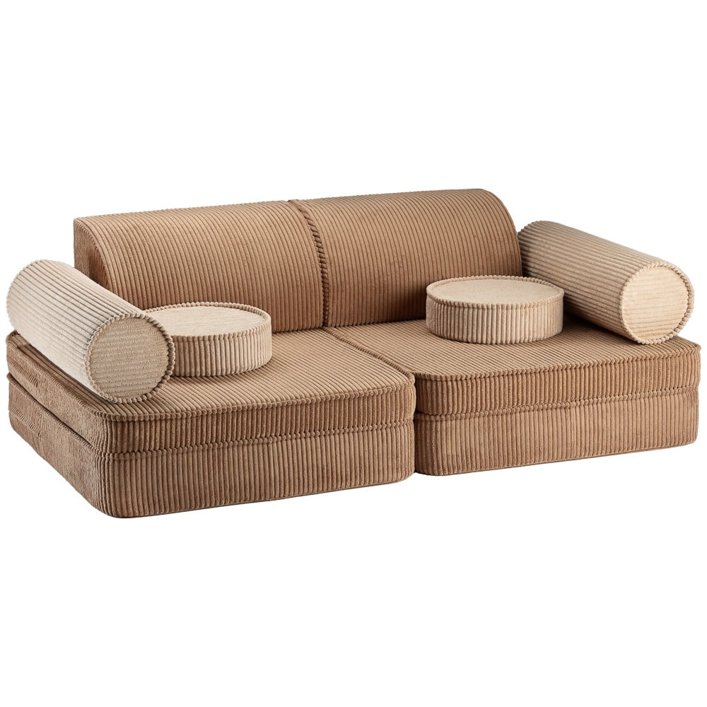 Barna kordbársony gyerek kanapé 132 cm Settee Wigiwama