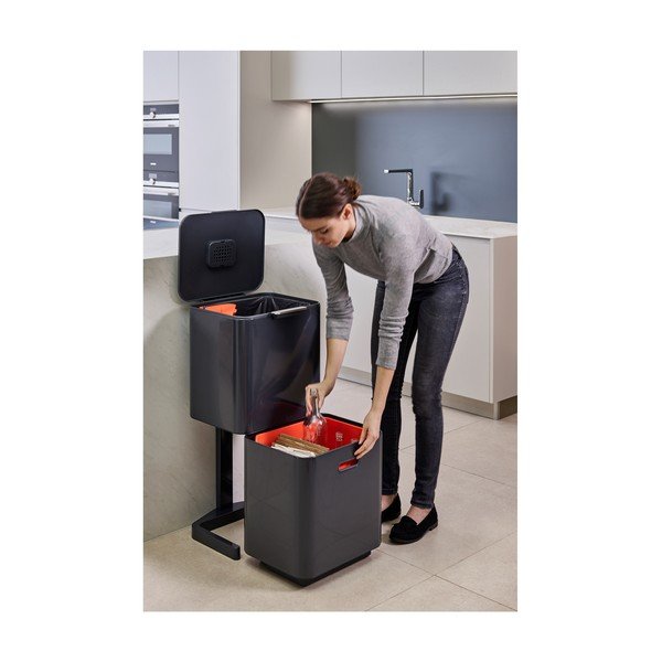 Totem Max háromrekeszes grafitszürke szelektív szemetes, 60 l - Joseph Joseph-image-3