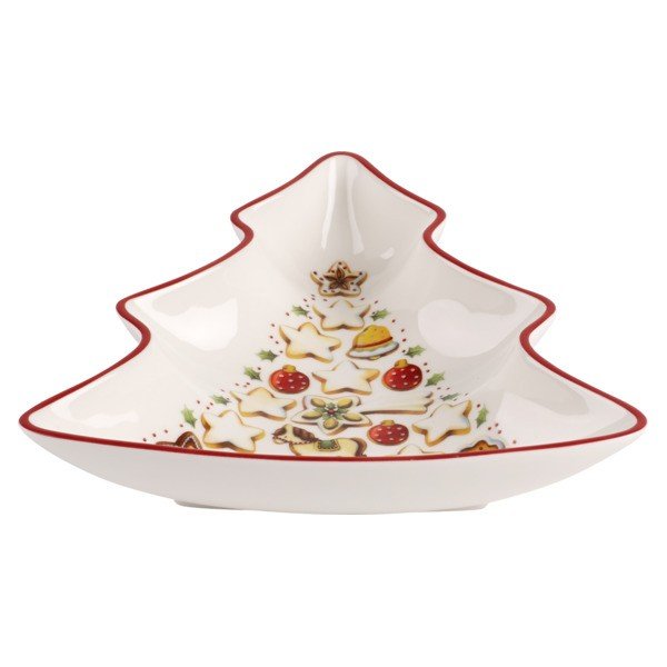 Tree piros-fehér porcelán karácsonyfa alakú szervírozó tál, 17,5 x 16,5 cm - Villeroy & Boch-image-1