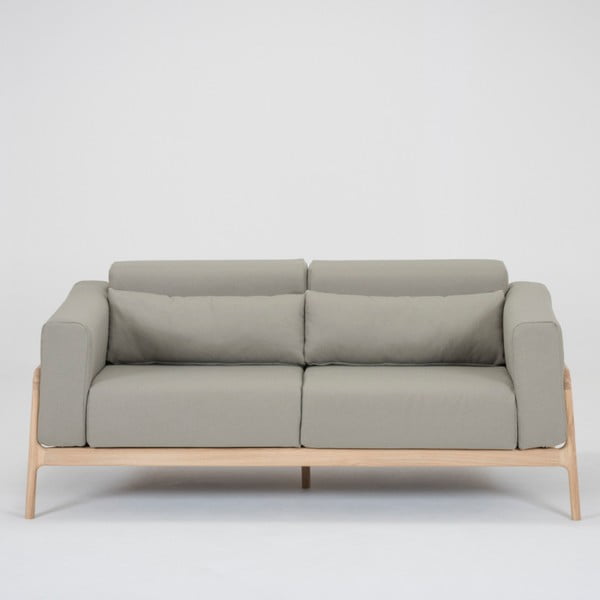 Fawn világos szürke kétszemélyes kanapé, masszív tölgyfa szerkezet - Gazzda
