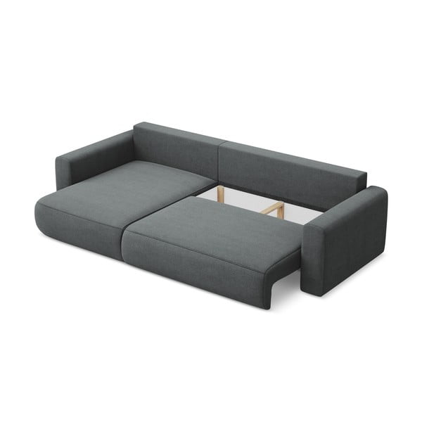 Sötétszürke kinyitható-tárolóhelyes sarokkanapé (bal oldali-heverő résszel) Kapua – Makamii-image-3