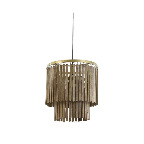 Barna függőlámpa fa búrával Gularo – Light & Living