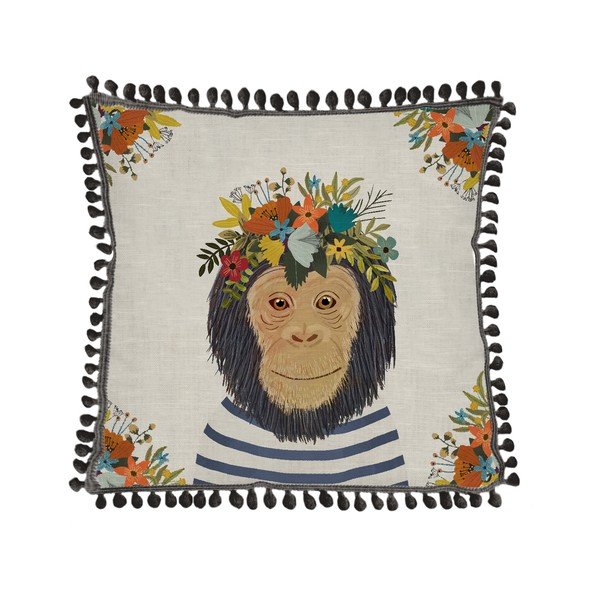 Floral Monkey lenkeverék párna, 45 x 45 cm - Really Nice Things
