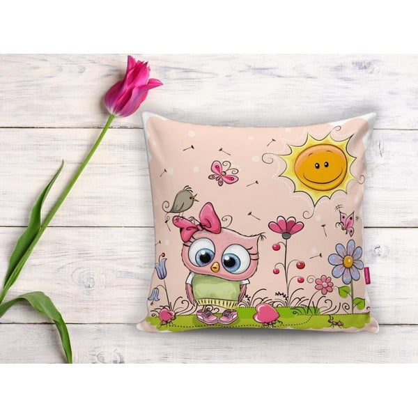 Gyerek párnahuzat 43x43 cm Pink Owl – Mila Home-image-2