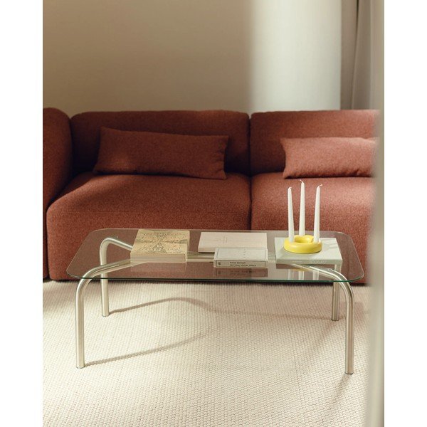 Ezüstszínű dohányzóasztal üveg asztallappal 60x110 cm Uku – noo.ma-image-1