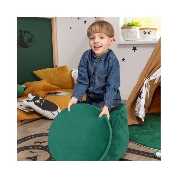 Fekete bársony gyerek puff Posh Velvet – Yellow Tipi-image-2