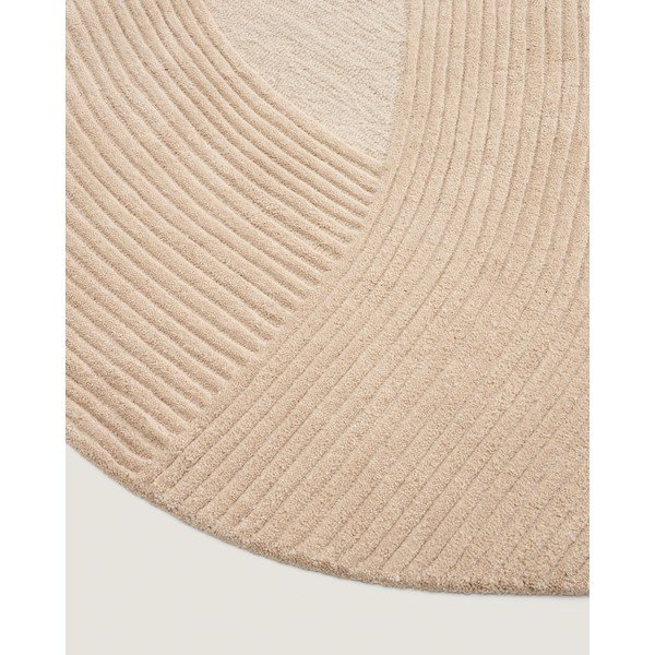 Krémszínű kézi szövésű gyapjú kerek szőnyeg ø 200 cm Domm – Kave Home-image-4