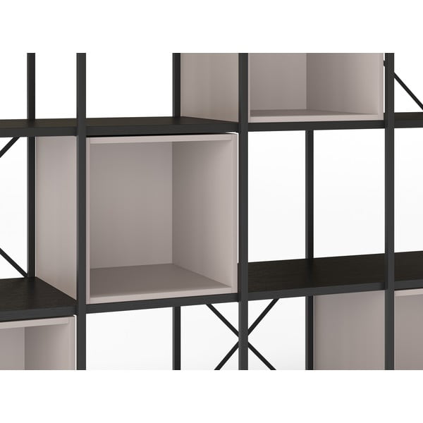 Fekete-krémszínű könyvespolc 140x179 cm Anya – Marckeric-image-4