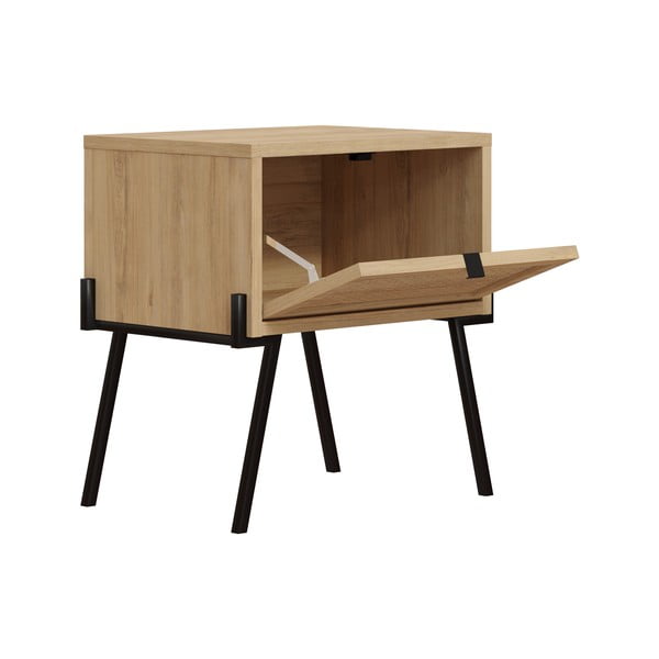 Natúr színű éjjeliszekrény tölgyfa dekorral Ecrin – Marckeric-image-3