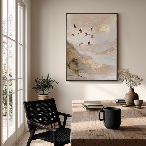 Nyomtatott keretezett kép 60x80 cm Golden Peaks II – Styler-image-1