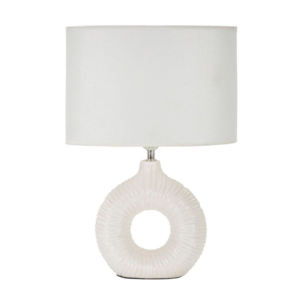 Fehér kerámia asztali lámpa textil búrával (magasság 43 cm) Seta Mauro Ferretti