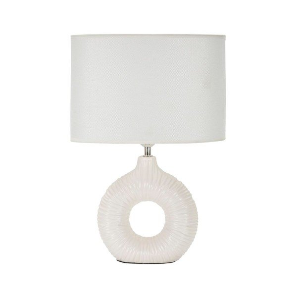 Fehér kerámia asztali lámpa textil búrával (magasság 43 cm) Seta – Mauro Ferretti