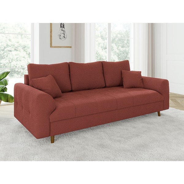Téglavörös kordbársony kanapé 210 cm Ariella – Ropez-image-3