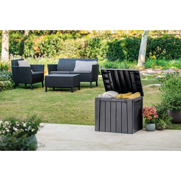 Sötétszürke műanyag kerti tárolódoboz Urban – Keter-image-1