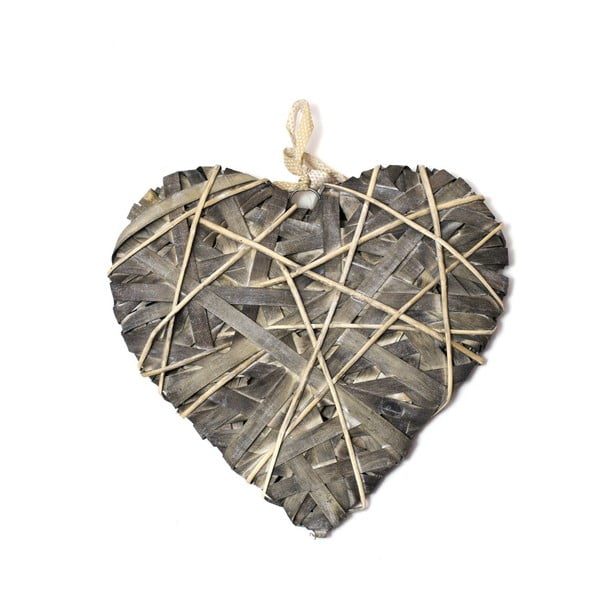 Szürke szívformájú felfüggeszthető dekoráció, hossza 40 cm - Ego Dekor