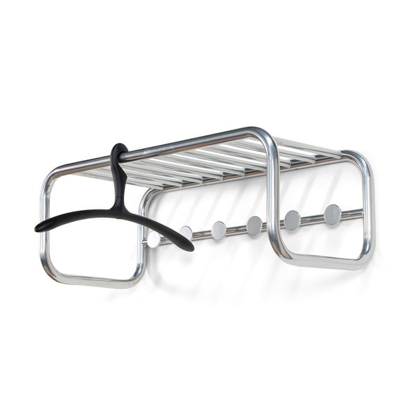 Ezüstszínű fém fali fogas polccal 72 cm Retro – Spinder Design-image-3