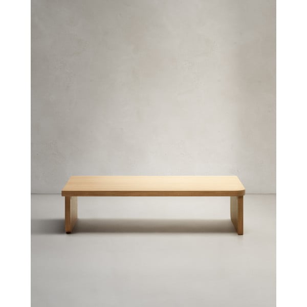 Natúr színű dohányzóasztal tölgyfa dekorral 75x140 cm Oaq – Kave Home-image-3