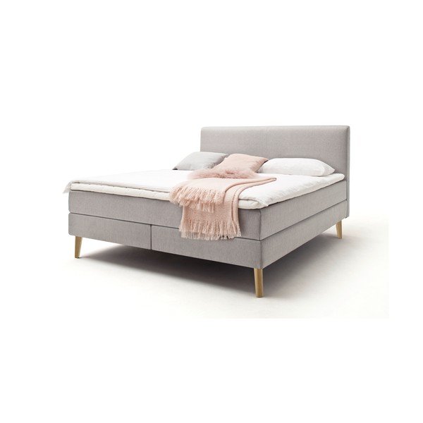Világosszürke boxspring ágy 160x200 cm Greta – Meise Möbel-image-2