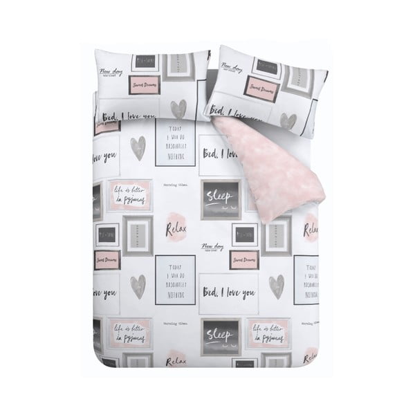 Fehér-rózsaszín kétszemélyes-hosszabbított ágyneműhuzat 230x220 cm Sleep Dreams – Catherine Lansfield