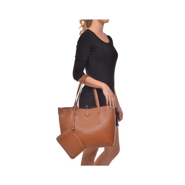 Masna Cognac konyak-barna bőr kézitáska - Roberta M-image-3