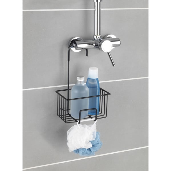 Fekete függő rozsdamentes acél fürdőszobai polc Milito – Wenko-image-1