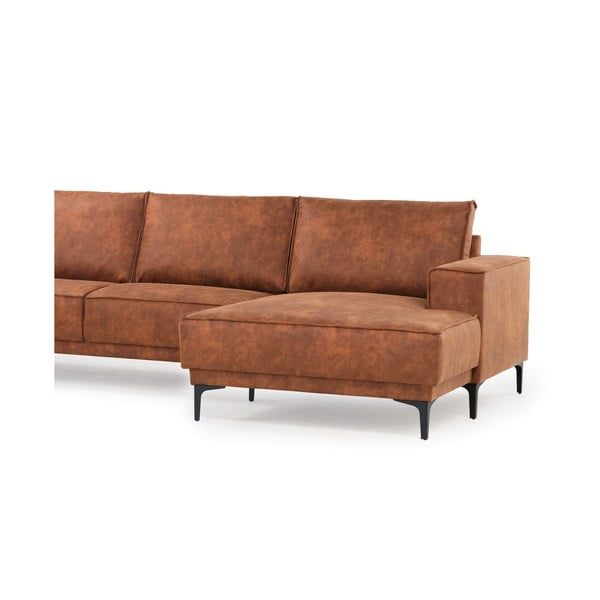 Konyakbarna bőrutánzat sarokkanapé (jobb oldali) Copenhagen – Scandic-image-4