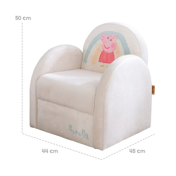 Fehér bársony gyerek fotel Peppa Pig – Roba-image-3