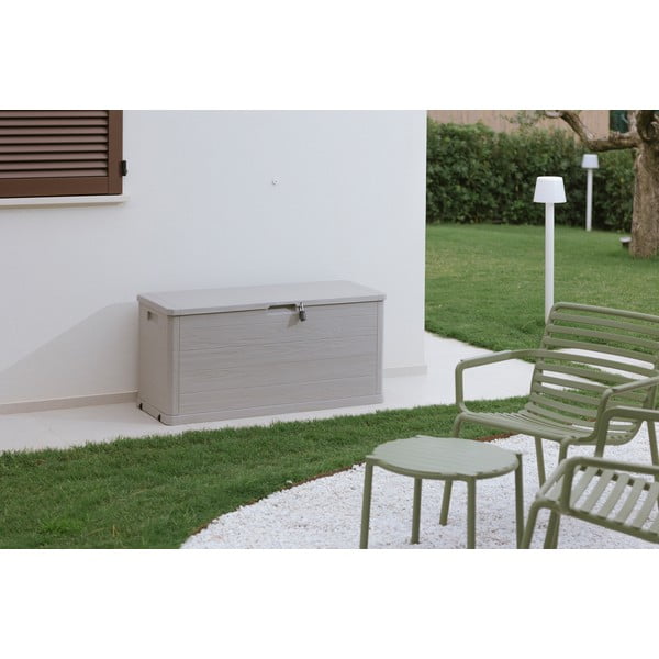 Világosszürke műanyag kerti tárolódoboz Woodys – Toomax-image-1