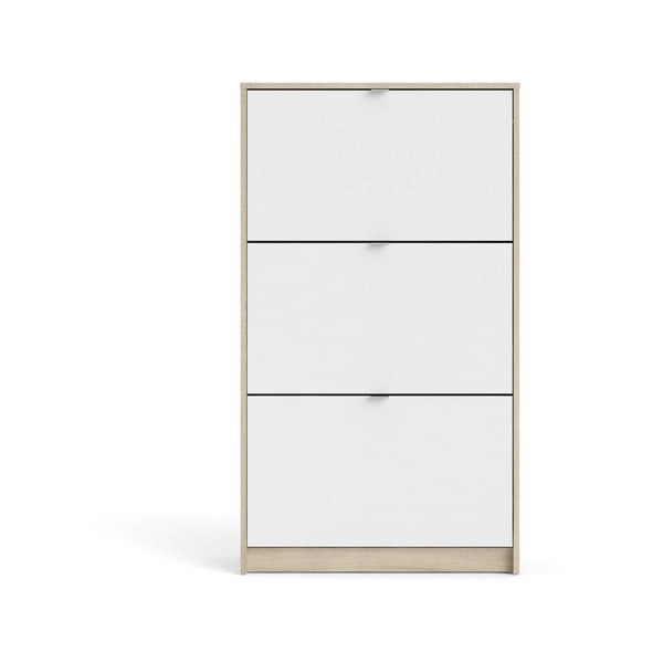 Fehér-natúr színű billenő ajtós cipőtartó tölgyfa dekorral Shoes – Tvilum-image-2