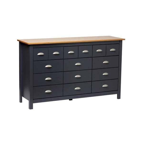 Jade antracitszürke 12 fiókos komód tömör borovi fenyőből - Marckeric-image-2