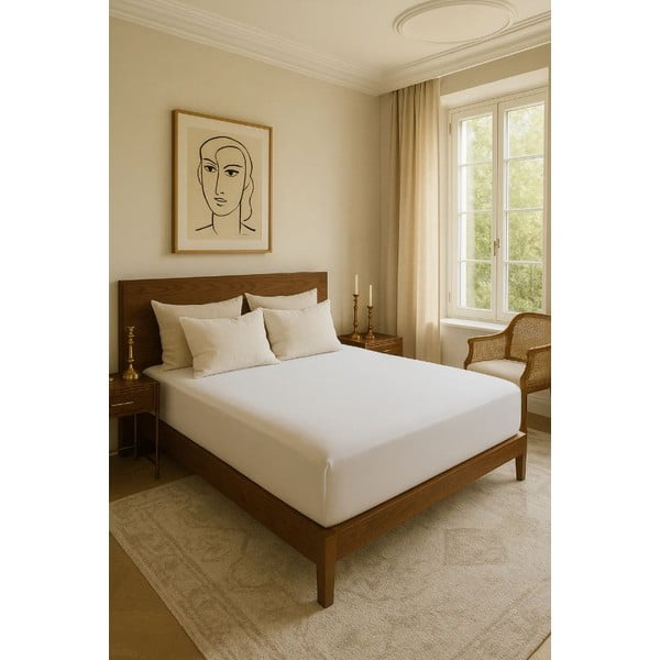 Fehér gumis renforcé pamut lepedő 200x140 cm Ranforce – Mila Home Luxury-image-1
