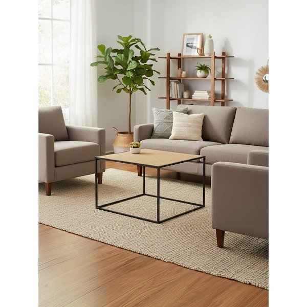 Natúr színű rattan dohányzóasztal 60x60 cm Depok – Premier Housewares-image-4