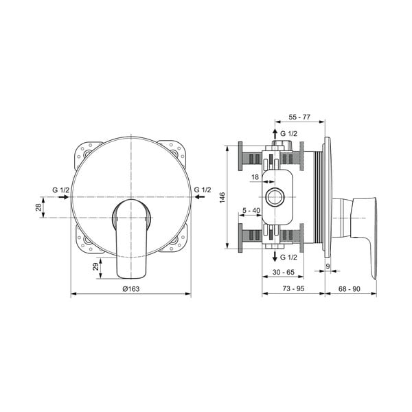 Antracitszürke csaptelep zuhanyhoz, rejtett Connect Air – Ideal Standard-image-2