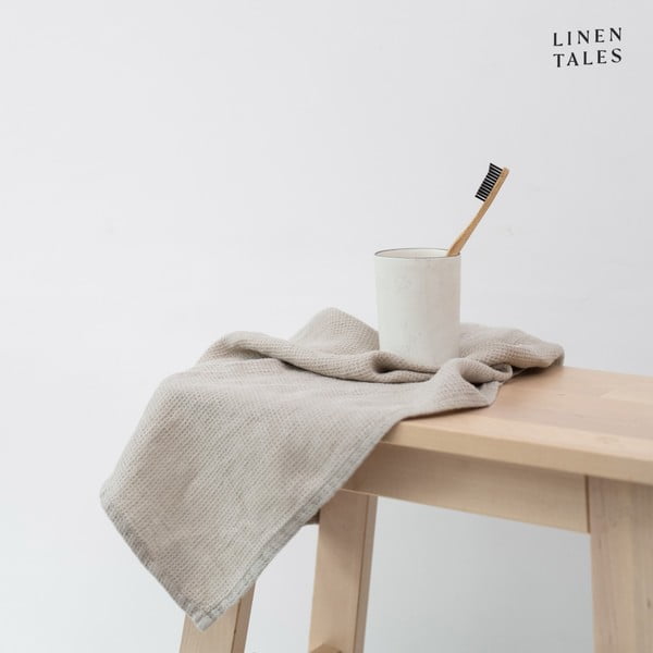 Natúr színű len darázs fürdőlepedő 100x140 cm Natural Fine Waffle – Linen Tales-image-1