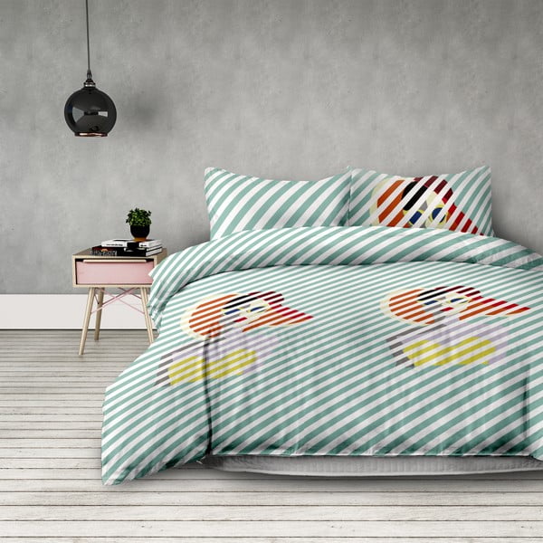 Retro Girl pamut ágytakaró lepedővel és párnahuzattal egyszemélyes ágyhoz, 135 x 200 cm + 80 x 80 cm - AmeliaHome