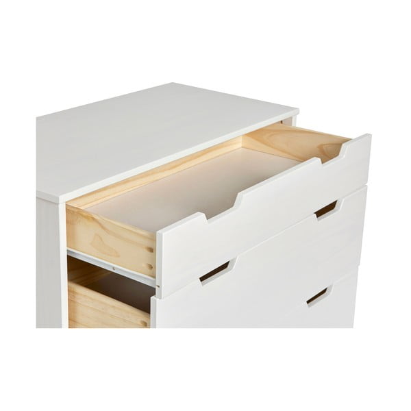 Baku fehér komód tömör borovi fenyőből, szélesség 80 cm - Marckeric-image-4