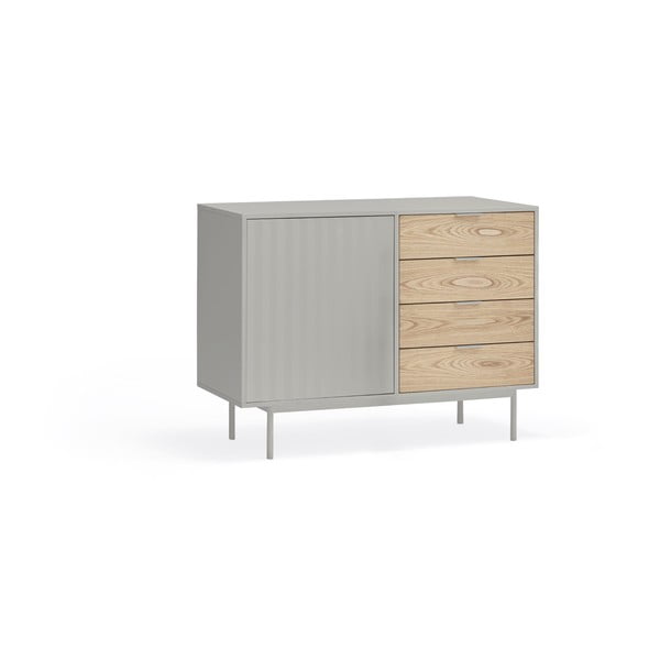 Szürke-natúr színű alacsony komód tölgyfa dekorral 108x80 cm Sierra – Teulat-image-3