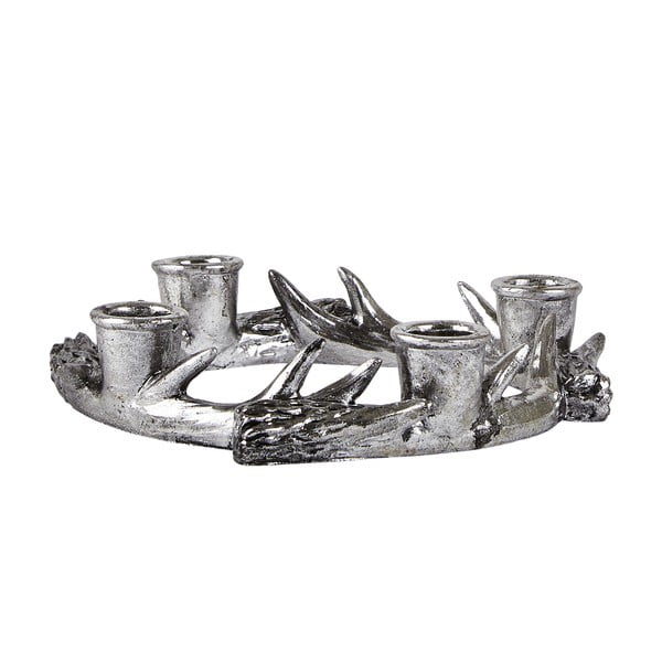 Horn gyertyatartó adventi koszorú ezüst színben - KJ Collection